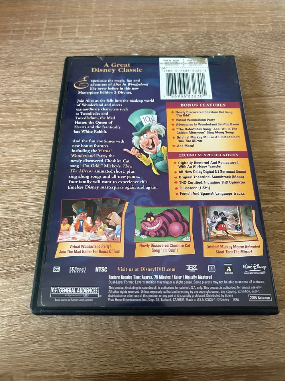 Disney Alice in Wonderland DVD – 2 disc set
